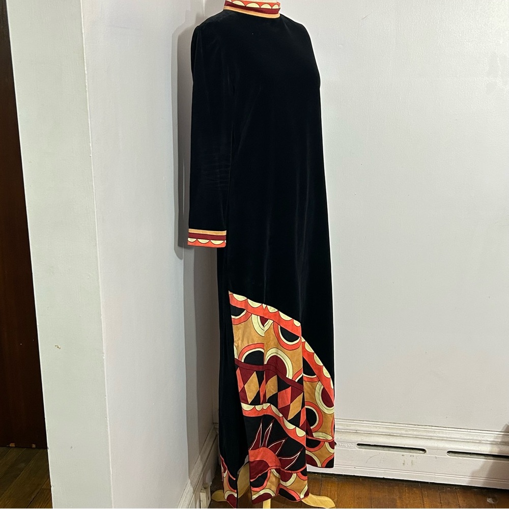 60s 70s Vintage Paganne Gene Berk Velvet Maxi - Picture 2 of 12